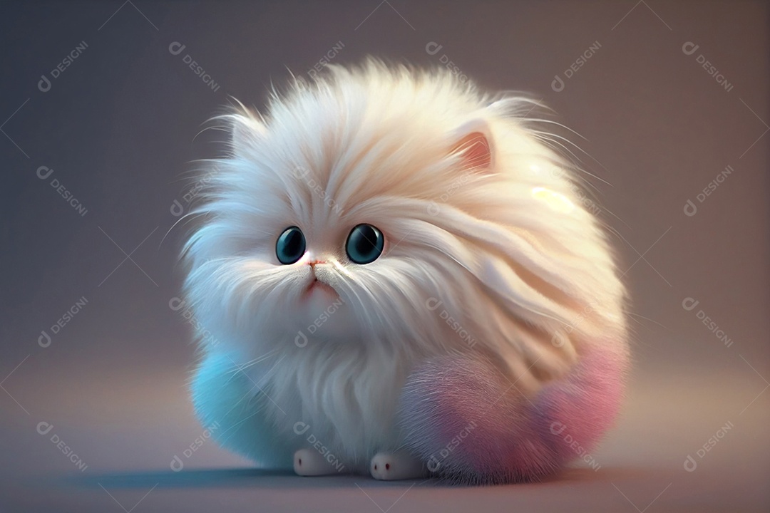 Ilustração filhote de gato branco fofo