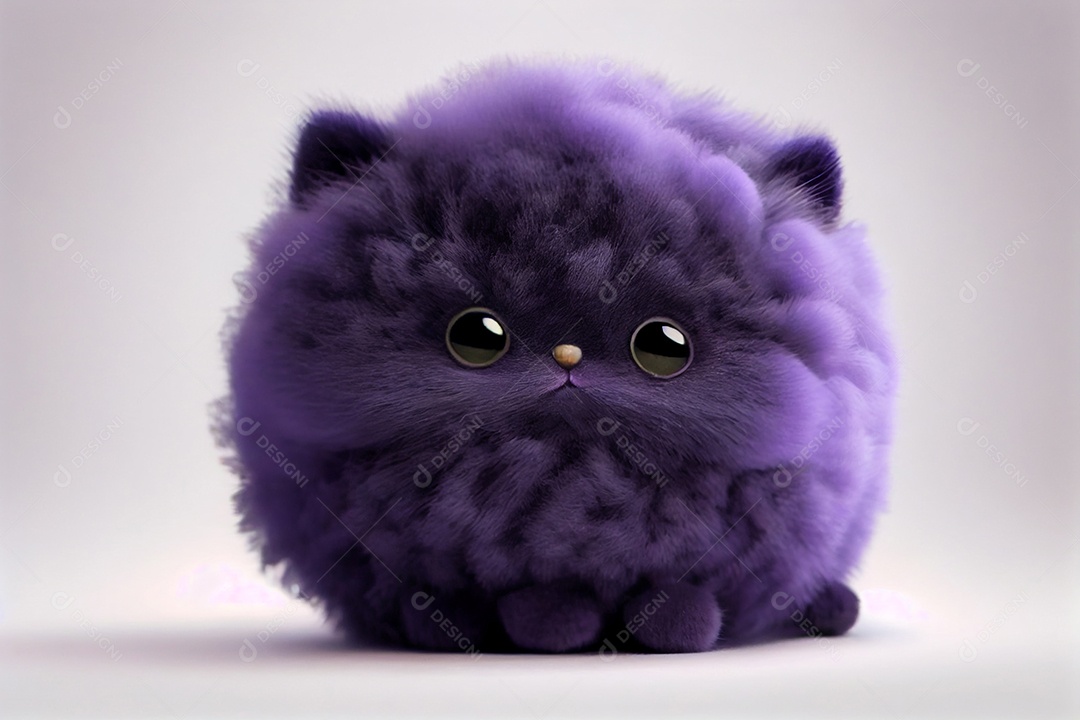Ilustração gato de pelos roxos