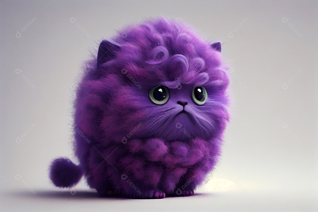 Ilustração gato roxo bravo