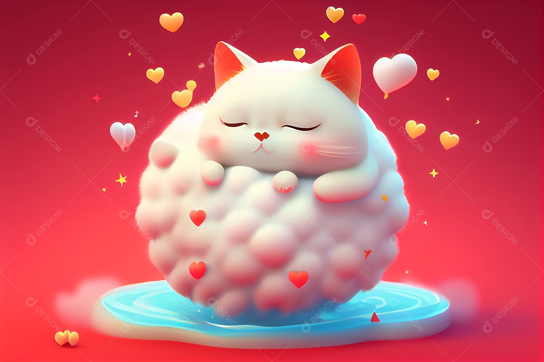 Ilustração gato deitado dormindo