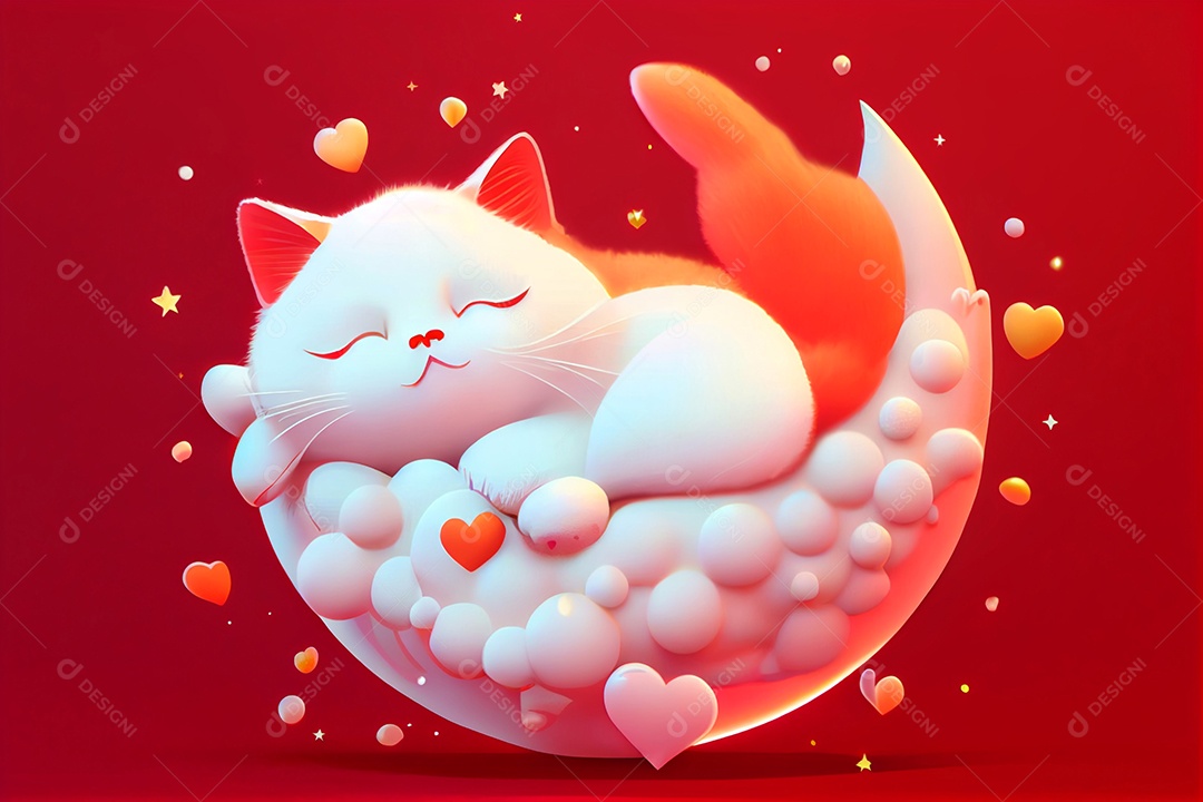 Ilustração gato deitado dormindo