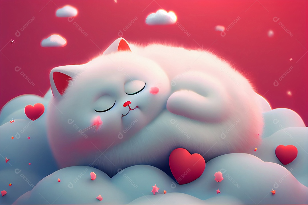 Ilustração gato deitado dormindo