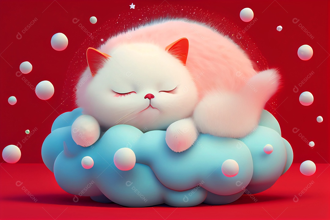 Ilustração gato deitado dormindo