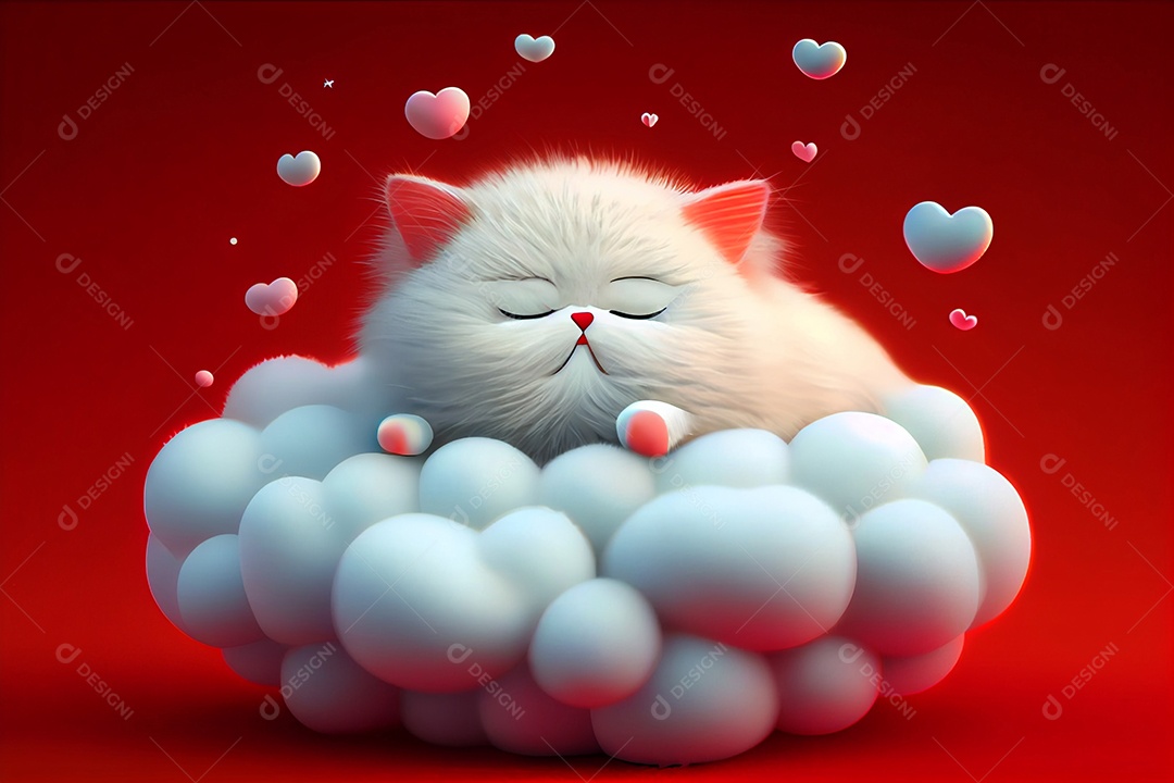 Ilustração gato deitado dormindo