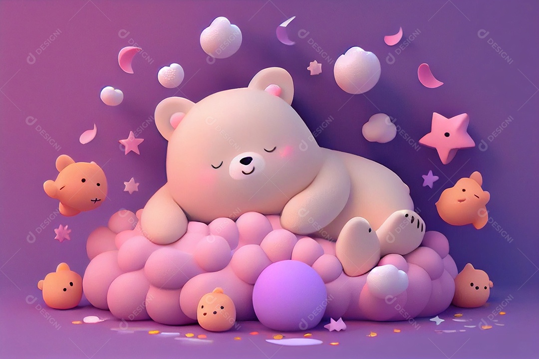 Ilustração 3D ursos de pelúcia