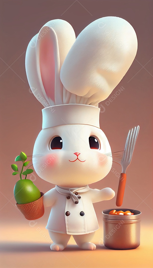 Ilustração de um coelho chef de gastronomia