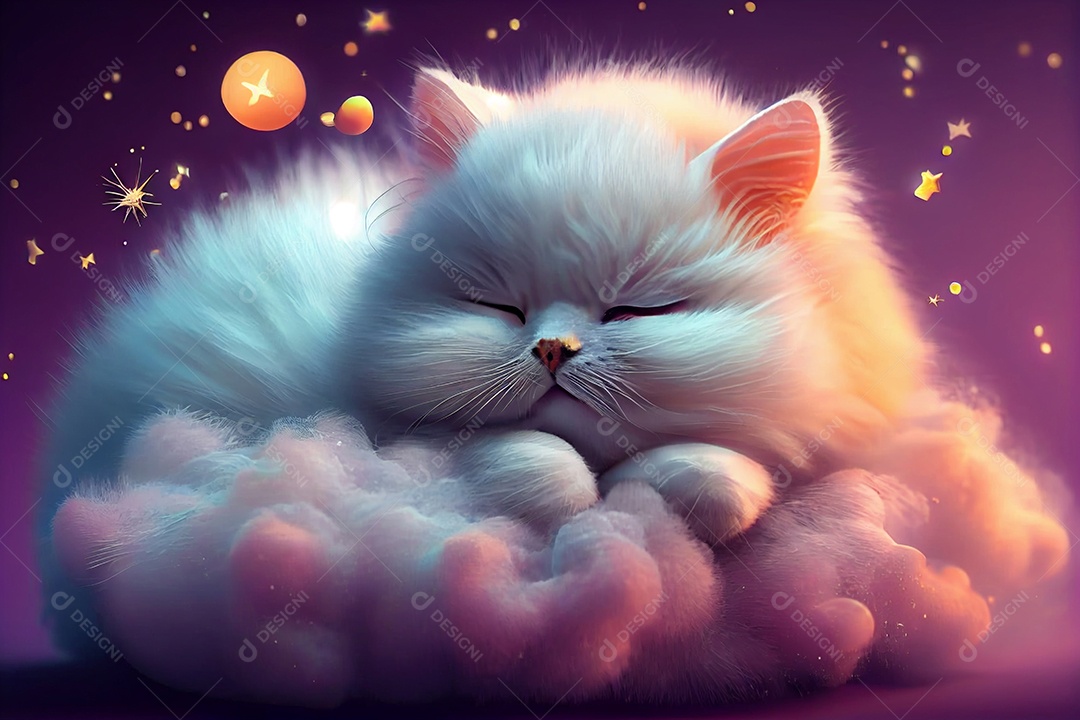 Ilustração gato fofo dormindo