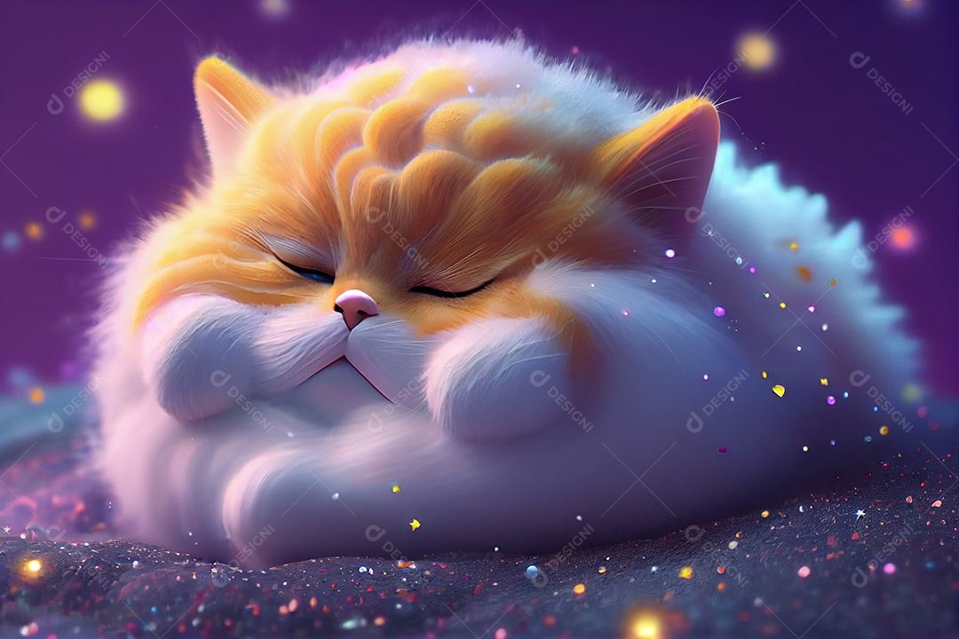 Ilustração gato fofo deitado