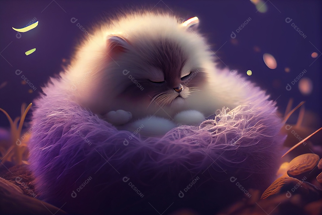 Ilustração gato fofo deitado