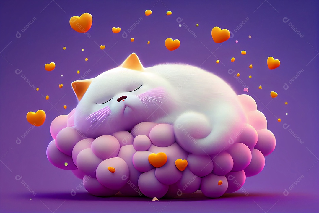Ilustração gato fofo dormindo