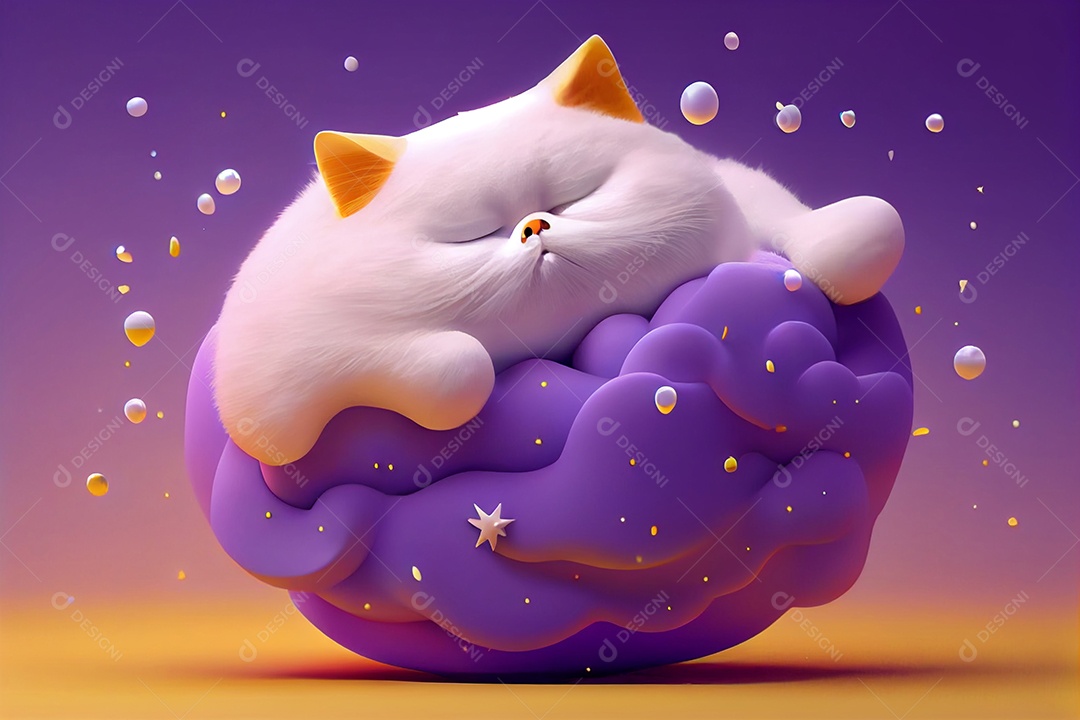Ilustração gato fofo dormindo