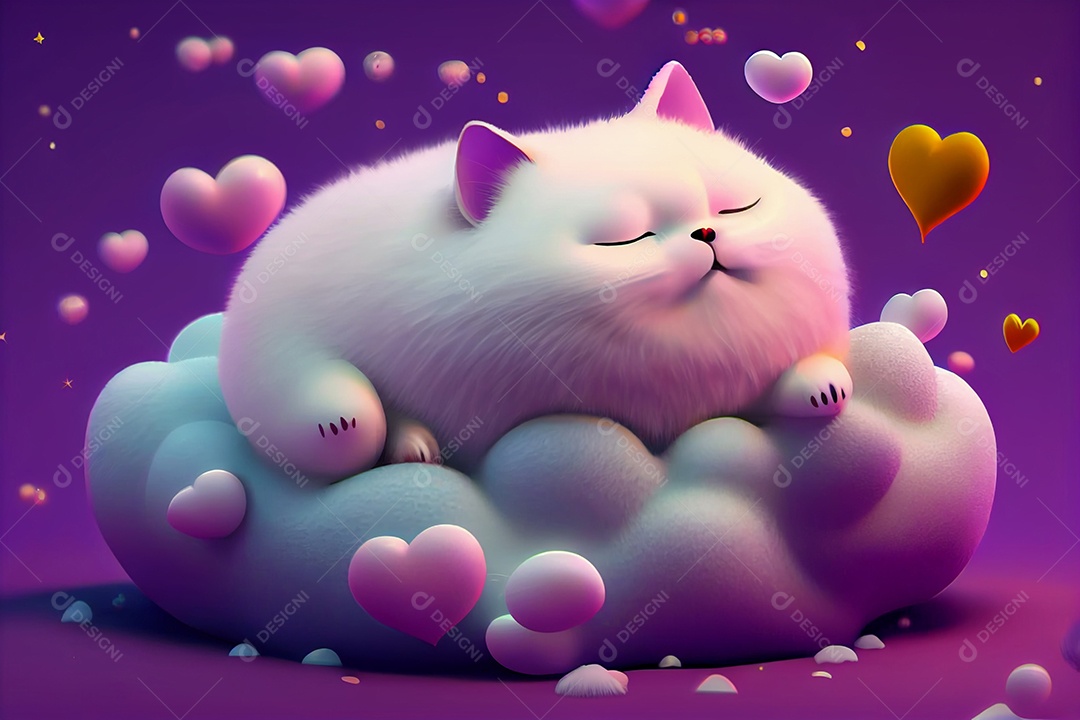 Ilustração gato fofo dormindo
