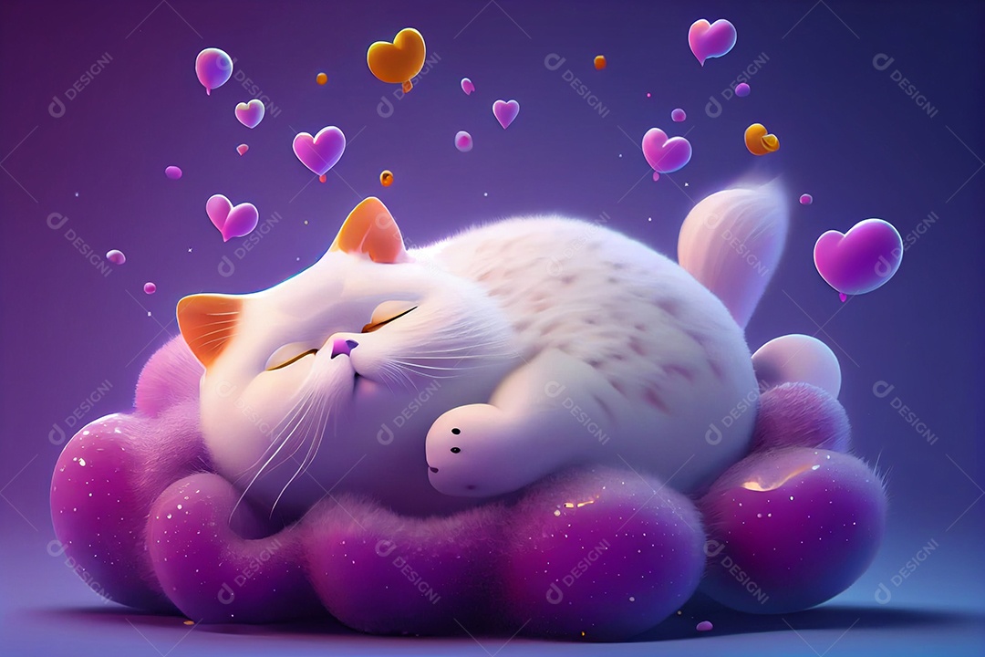 Ilustração gato fofo dormindo