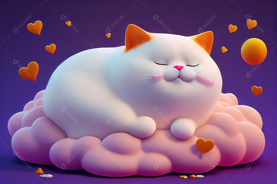 Ilustração gato fofo dormindo