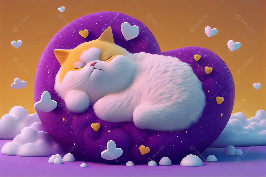 Ilustração gato fofo dormindo