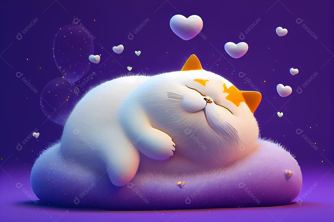 Ilustração gato fofo dormindo