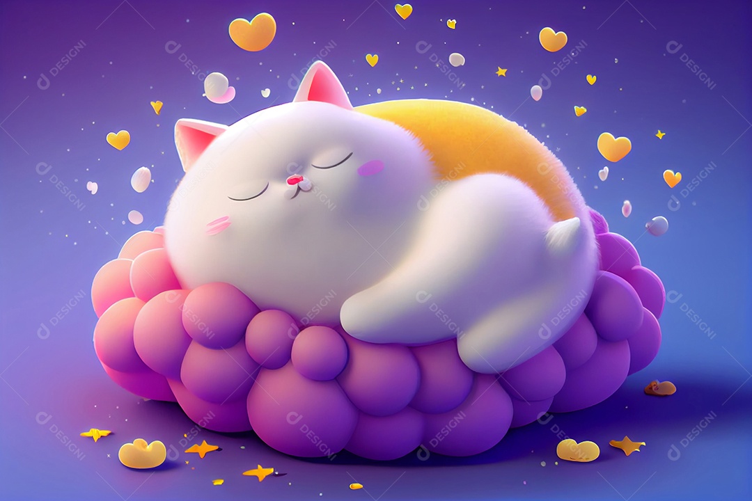 Ilustração gato fofo dormindo