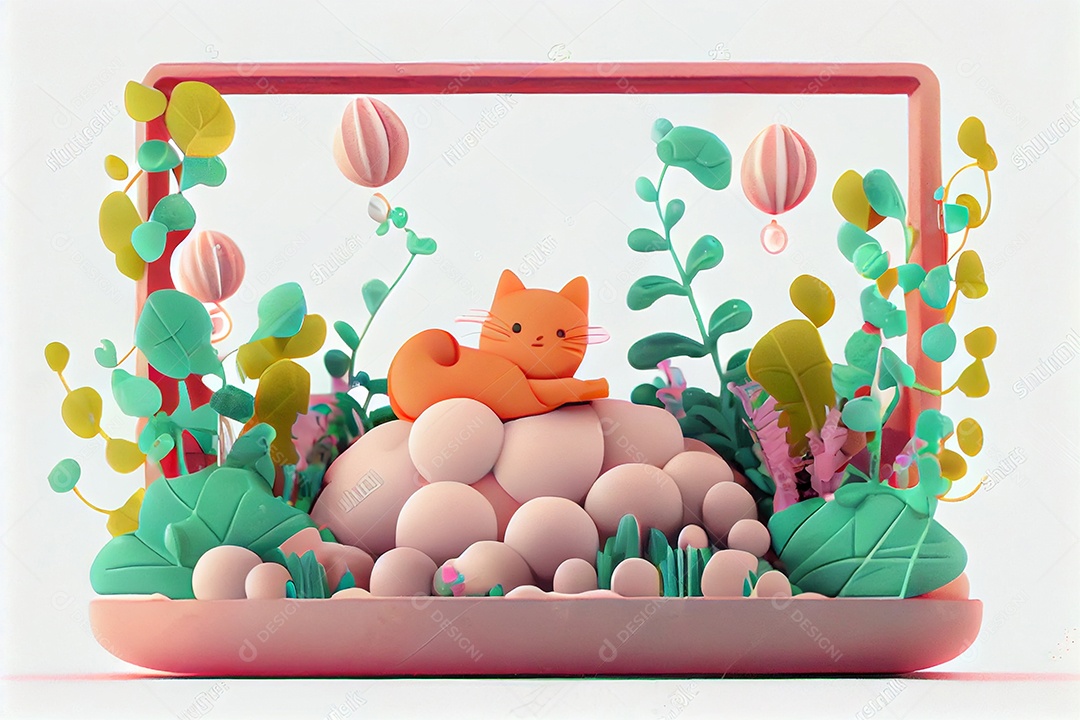 Lindo desenho animado de animal deitado feliz