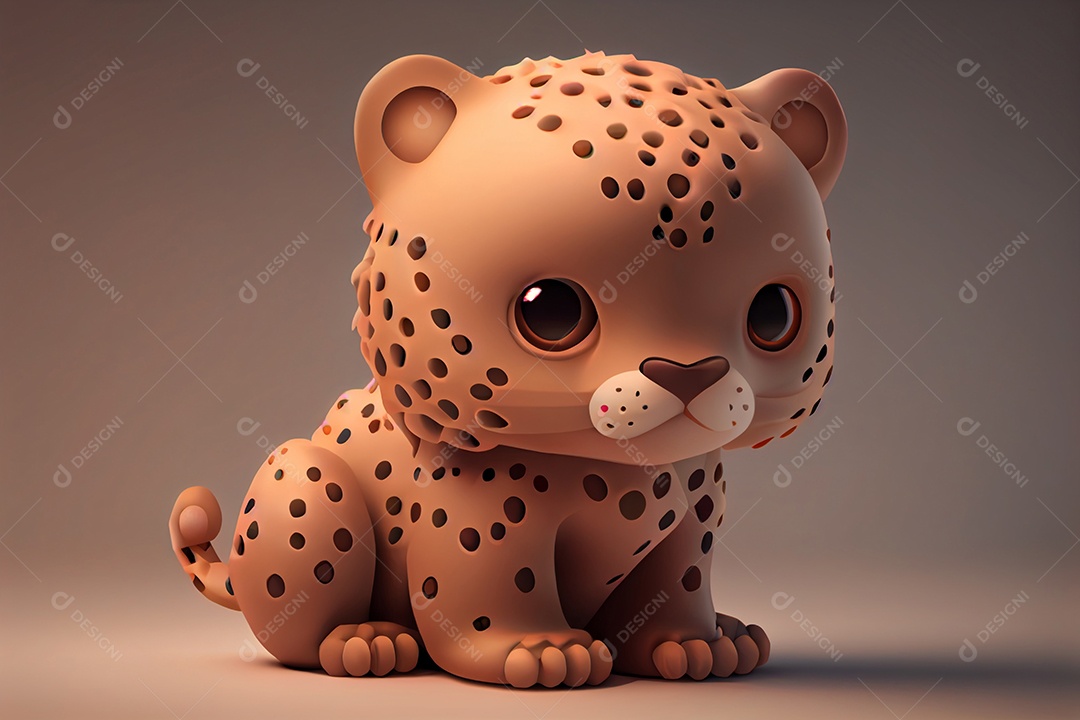 Lindo desenho animado de animal sentado feliz