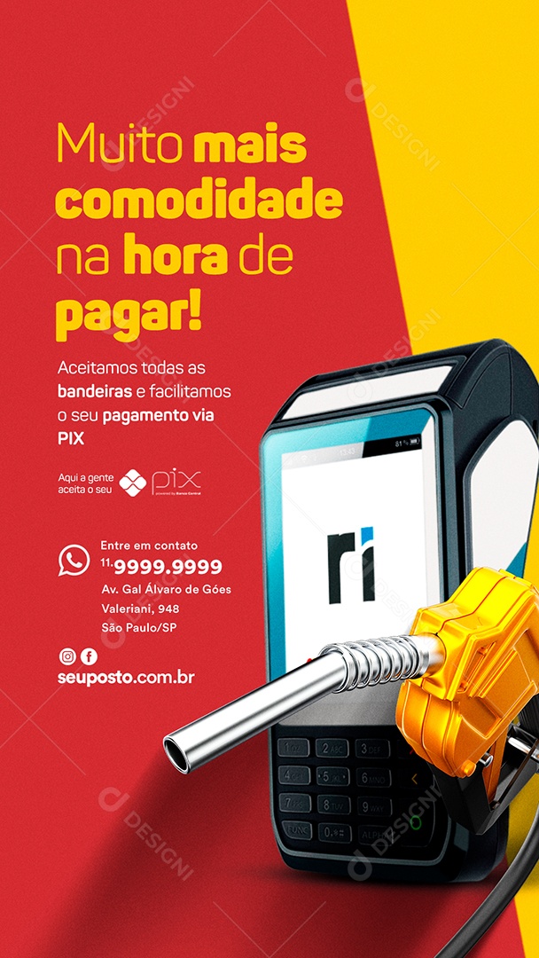 Story Muito Mais Comodidade na Hora de Pagar Posto de Combustível Social Media PSD Editável