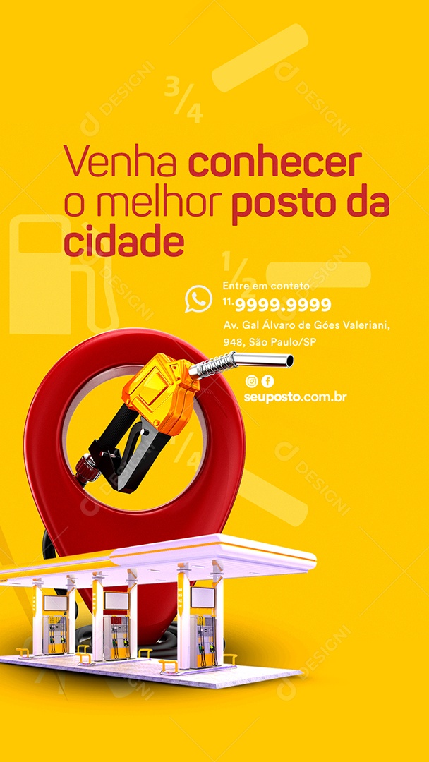 Story Venha Conhecer o Melhor Posto da Cidade Posto de Combustível Social Media PSD Editável