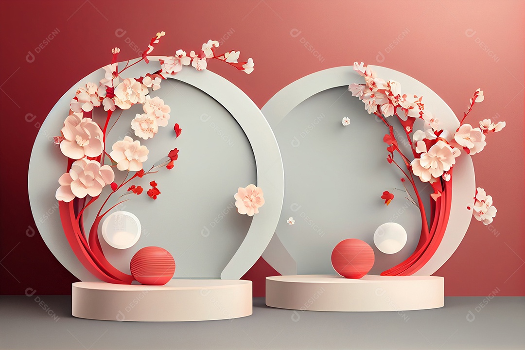 Lindo cenário pódio sobre fundo isolado