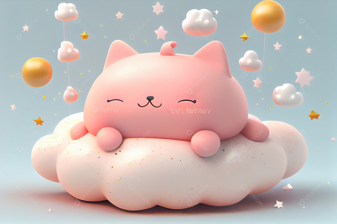 Lindo desenho animado de animal deitado dormindo feliz