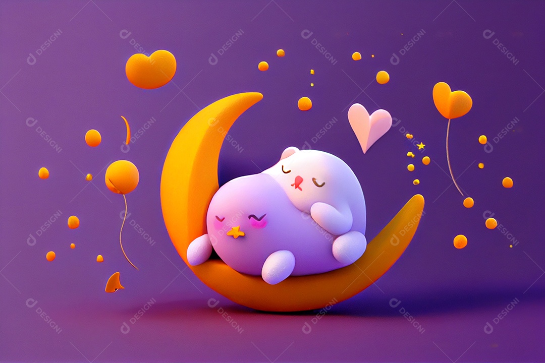 Lindo desenho animado de animal deitado dormindo feliz