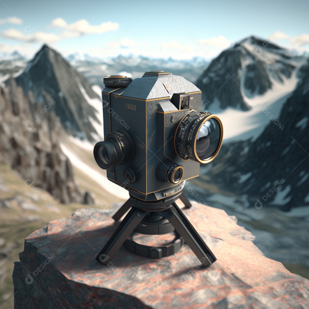 Câmera colocada na montanha realista