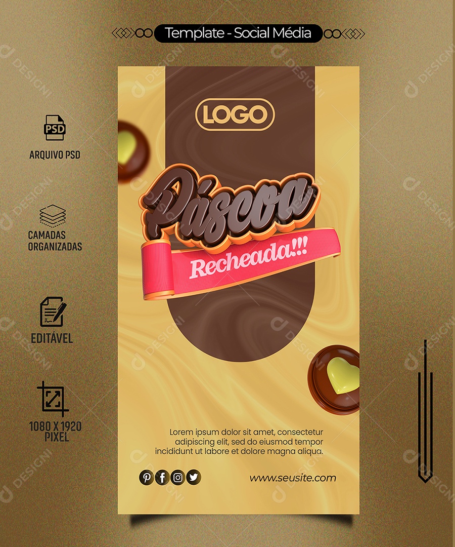 Páscoa Recheada Venha Conferir Social Media PSD Editável