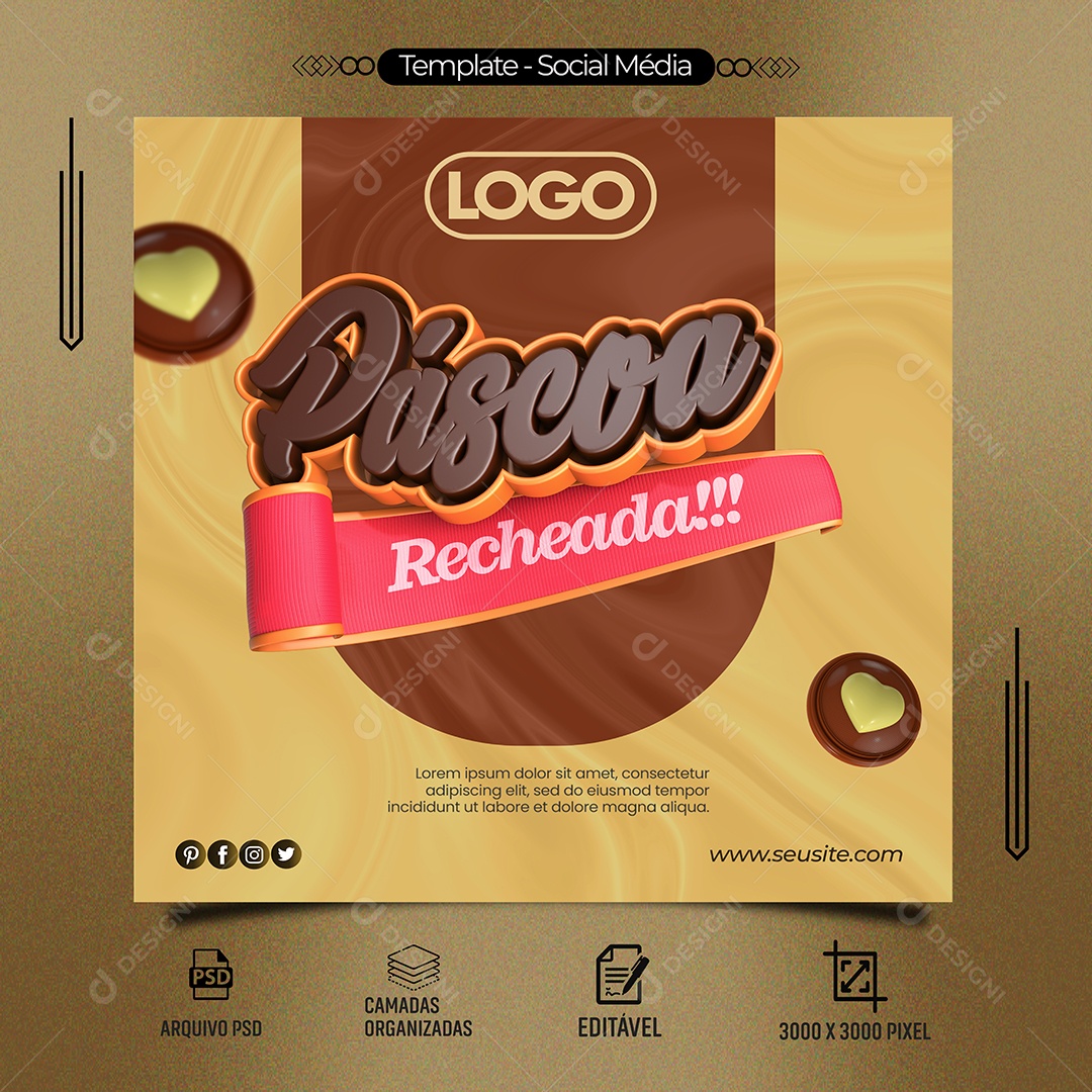 Páscoa Recheada Venha Conferir Social Media PSD Editável