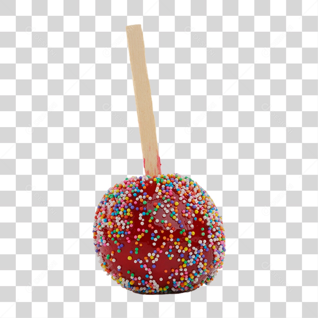 Maçã do Amor em Palito PNG Transparente