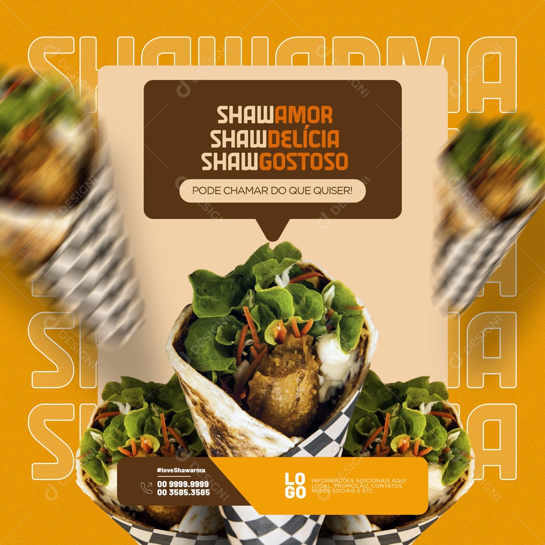 Pode Chamar do Que Quiser! Shawarma Grátis Social Media PSD Editável