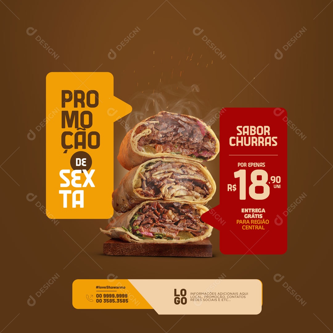 Shawarma Promoção de Sexta Social Media PSD Editável