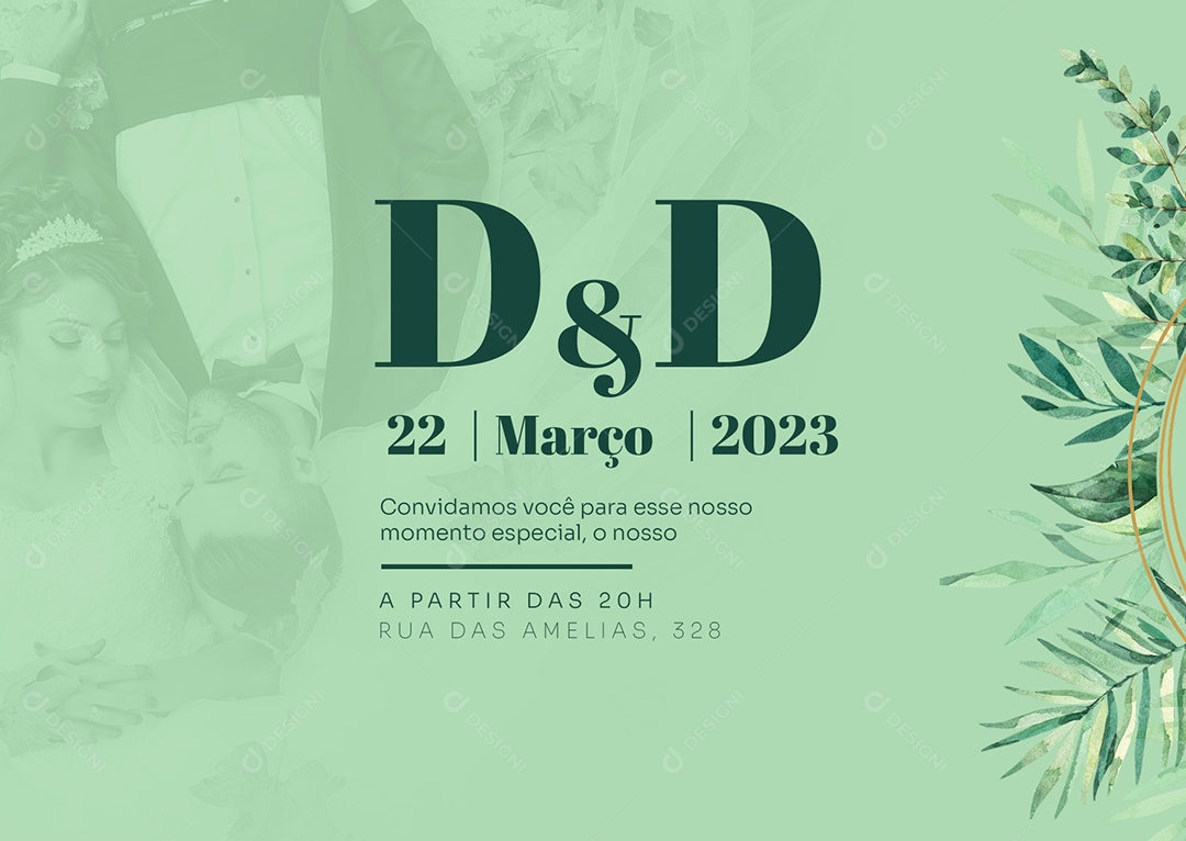 Modelo de Convite de Casamento D & D Convidamos Você PSD Editável