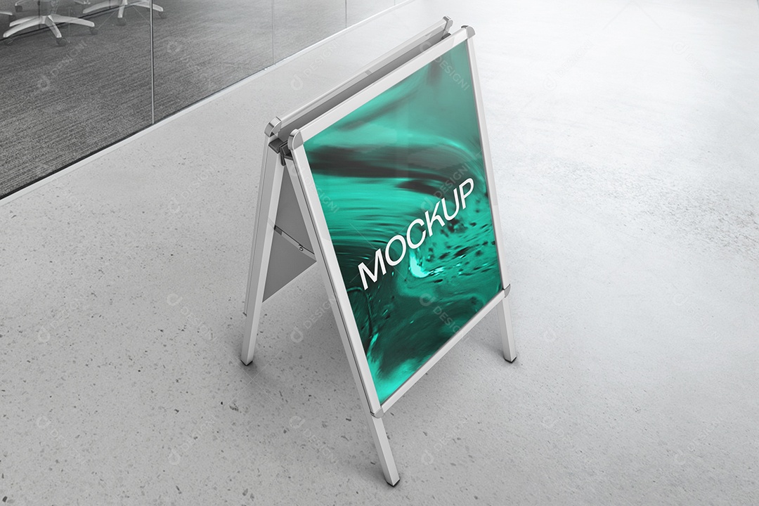 Mockup Placa Publicitário Em Calçada PSD Editável