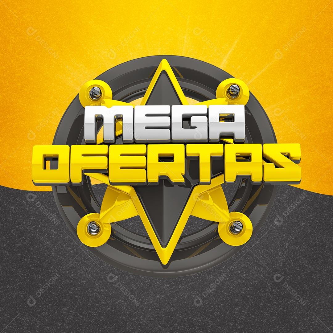 Selo 3D Para Composição Mega Ofertas PSD