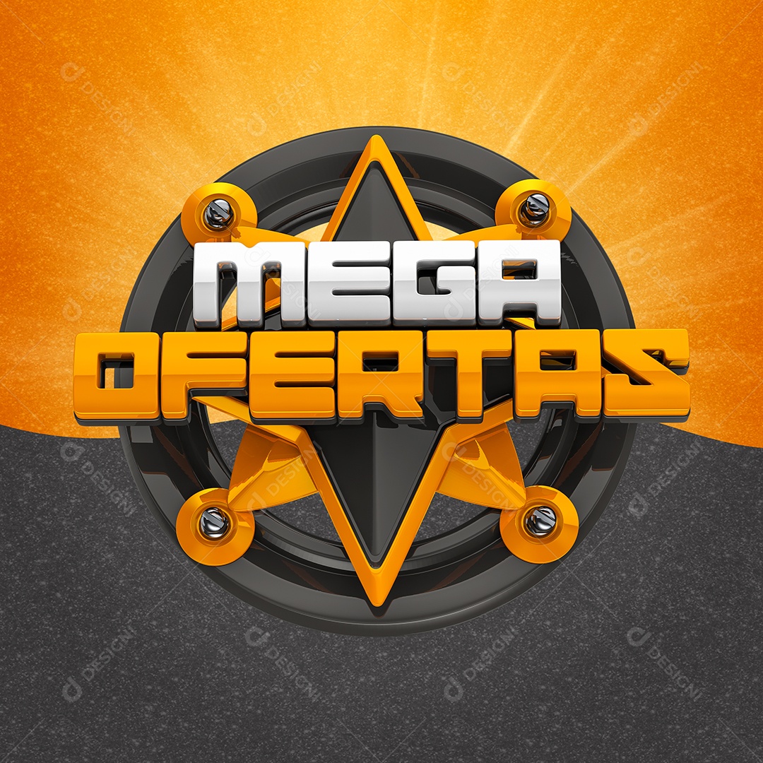 Selo 3D Para Composição Mega Ofertas PSD