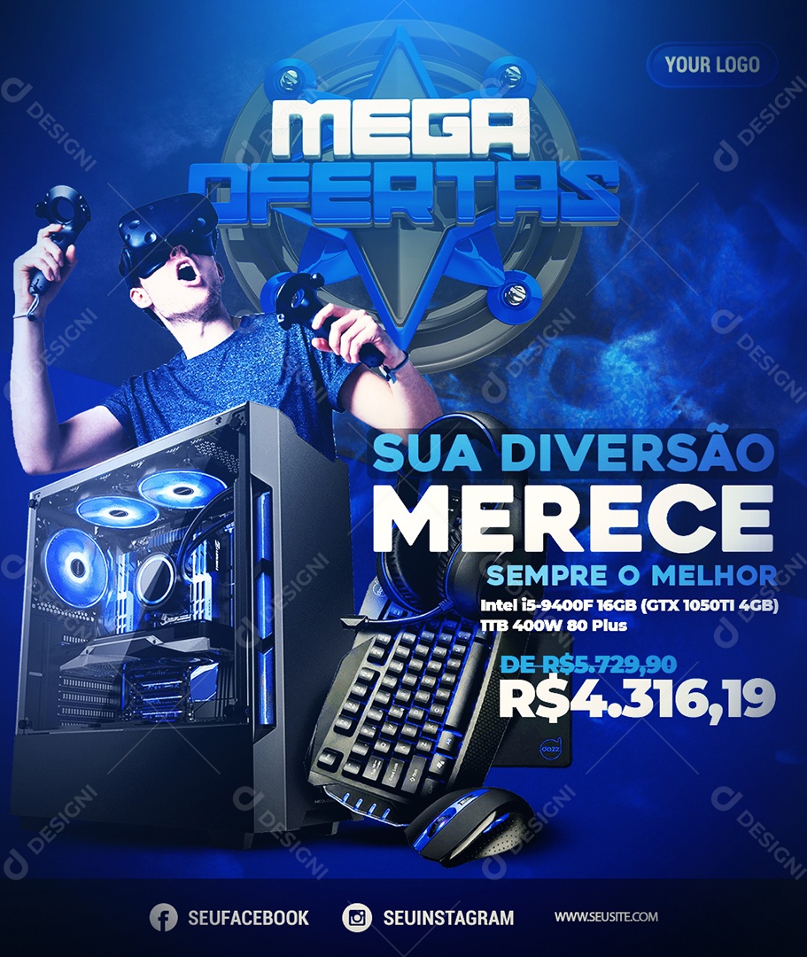 Mega Ofertas Sua Diversão Merece Sempre o Melhor Social Media PSD Editável
