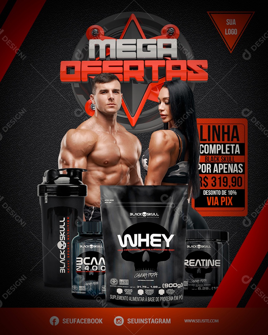 Mega Ofertas Academia Venha Conferir Social Media PSD Editável