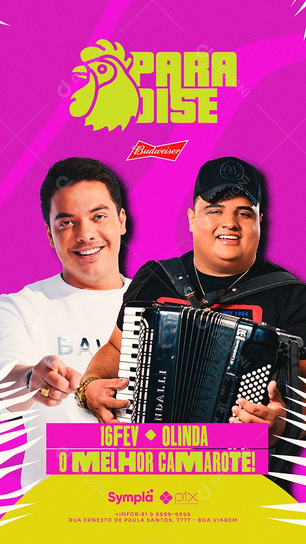 Story Paradise O Melhor Camarote Wesley Safadão Tarcísio do Acordeon Flyer Social Media PSD Editável