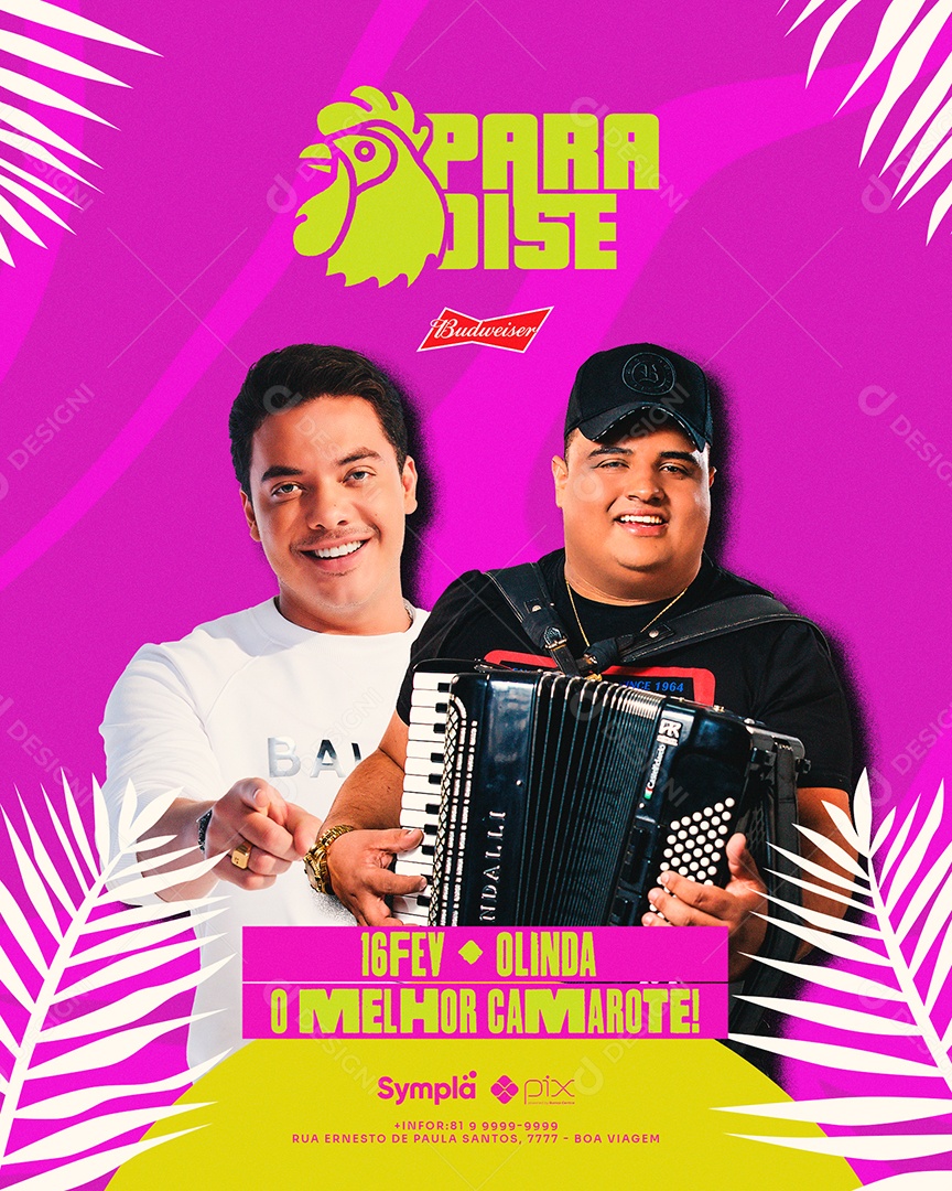 Paradise O Melhor Camarote Wesley Safadão Tarcísio do Acordeon Flyer Social Media PSD Editável