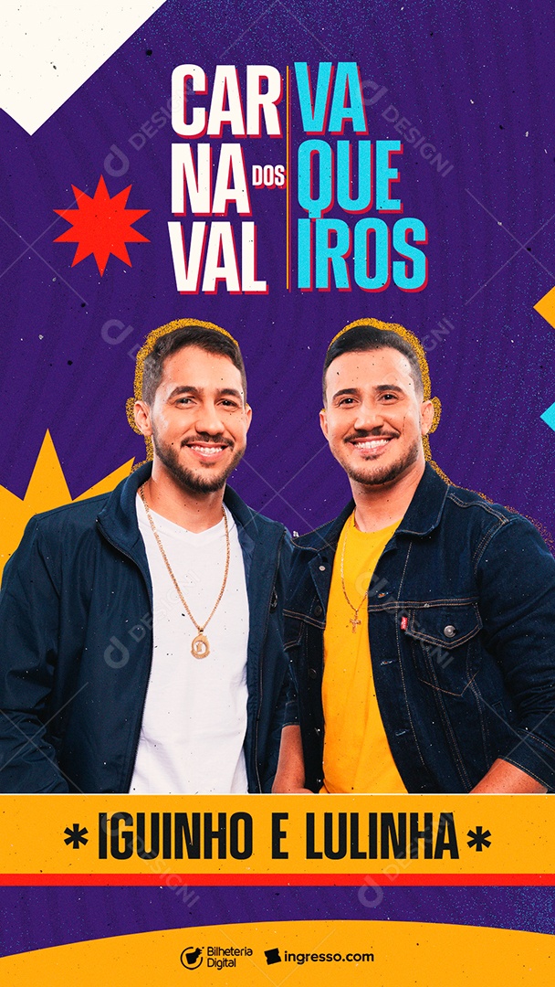 Story Carnaval Dos Vaqueiros Iguinho e Lulinha Flyer Social Media PSD Editável