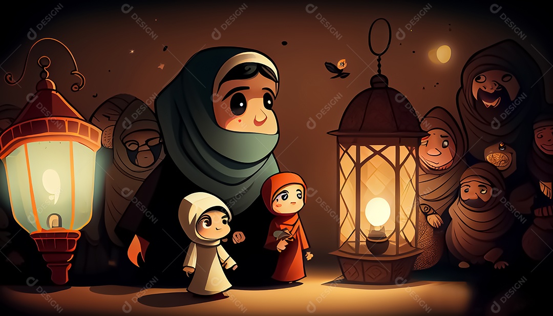 Ramadan Mubarak cartoon Ramadan o tempo sagrado para oração