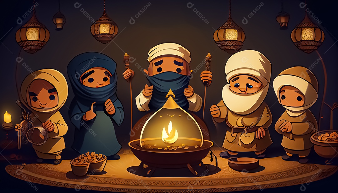 Ramadan Mubarak cartoon Ramadan o tempo sagrado para oração