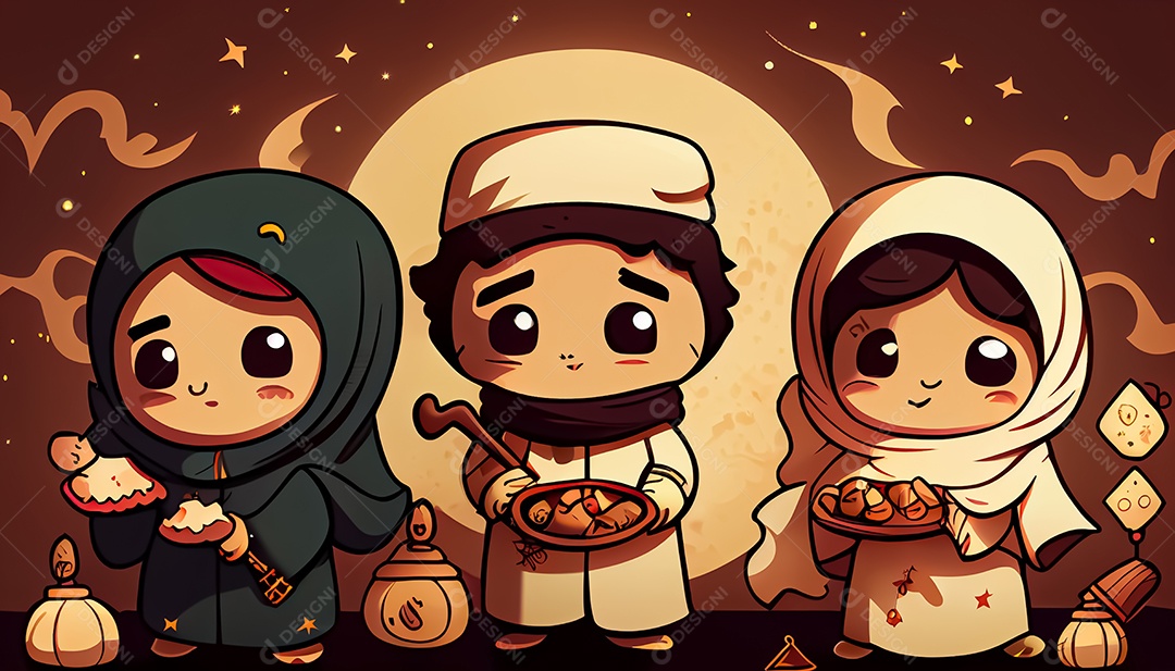 Ramadan Mubarak cartoon Ramadan o tempo sagrado para oração