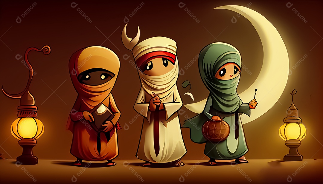 Ramadan Mubarak cartoon Ramadan o tempo sagrado para oração