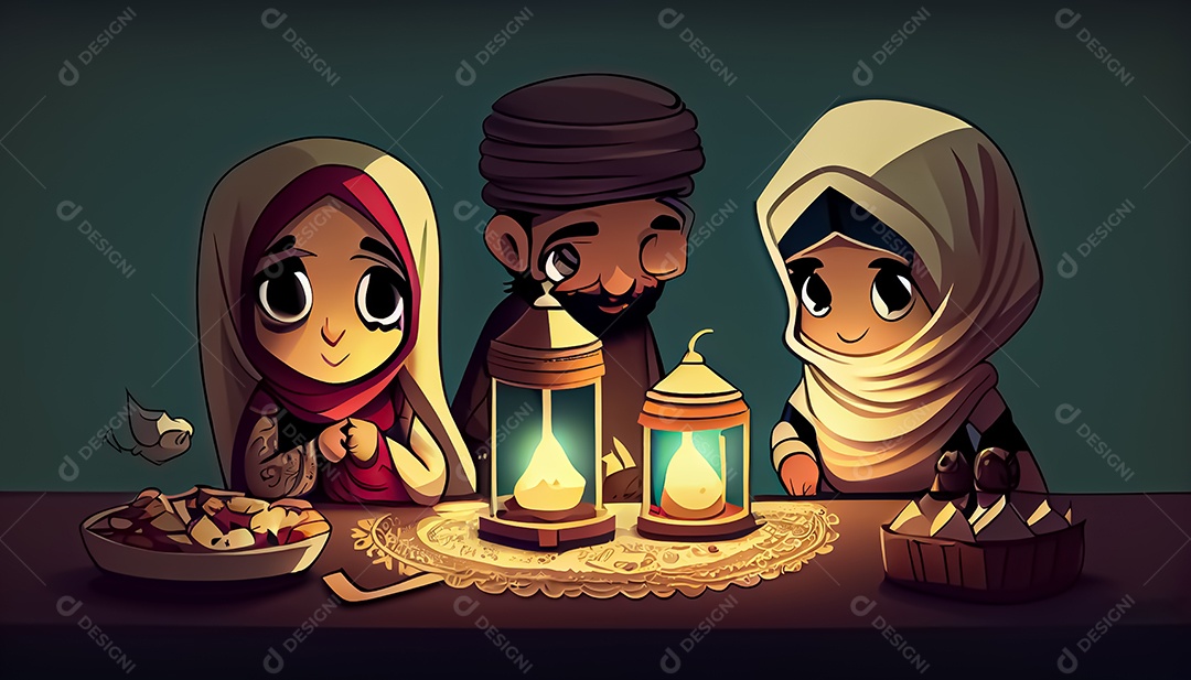 Ramadan Mubarak cartoon Ramadan o tempo sagrado para oração