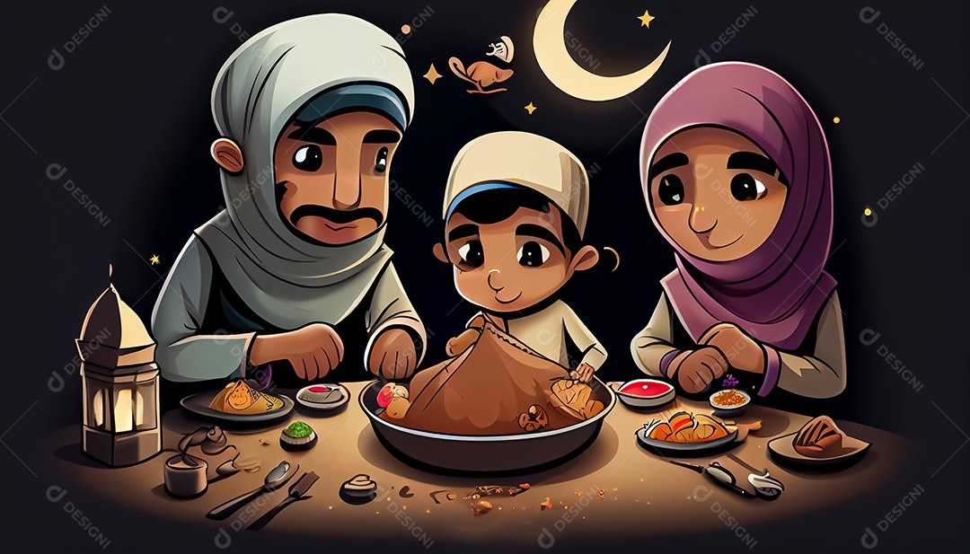 Ramadan Mubarak cartoon Ramadan o tempo sagrado para oração