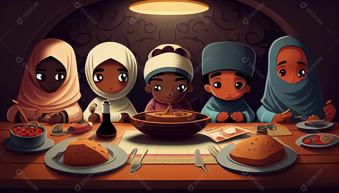 Ramadan Mubarak cartoon Ramadan o tempo sagrado para oração